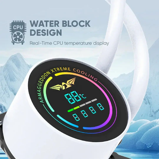 Armaggeddon DF-ADV-A240ARGB-W AIO CPU Liquid Cooling with 2 120mm Fans and ARGB Lighting White