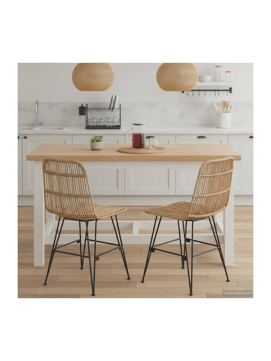Metallic Dining Chairs Natural 2 Pieces 41x55x85 cm