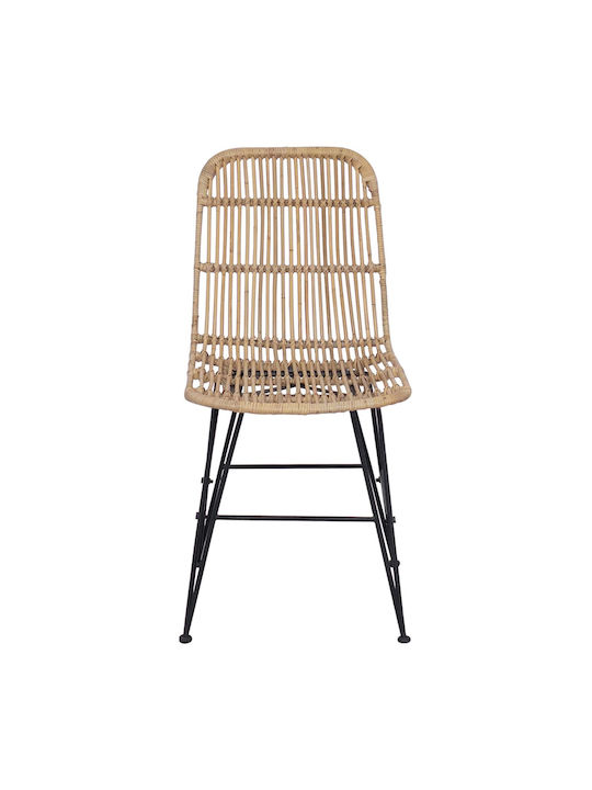 Metallic Dining Chairs Natural 2 Pieces 41x55x85 cm