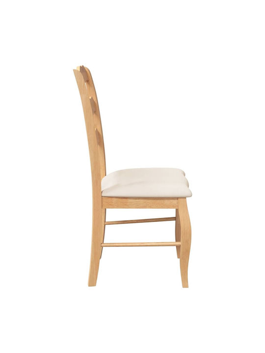 Dining Room Chairs Wooden Natural Solid Rubberwood 2 Pieces 48x53.5x99cm