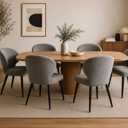 Savino Dining Chair With Gray Fabric Upholstery 55x55x