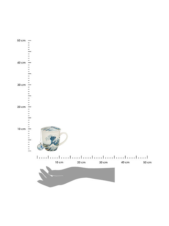 Cană Great Wave Din Porțelan Cu Capac 400ml