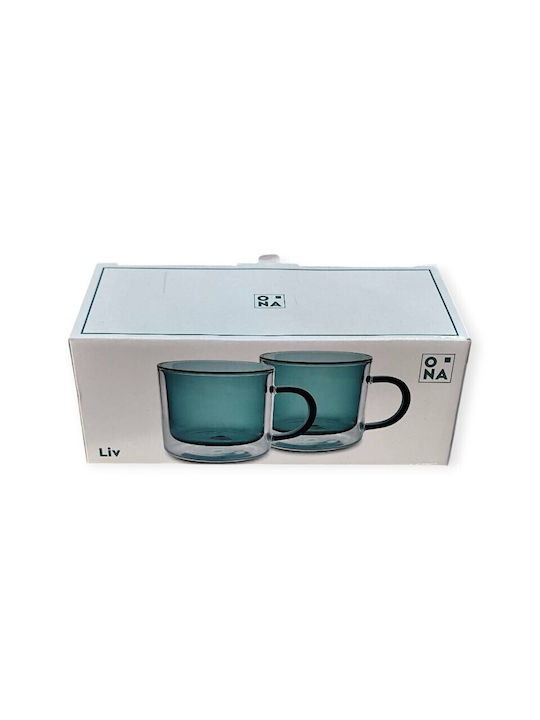 Set 2 Mugs Ona Liv 704118 Double Wall 27cl – Minimal Gray