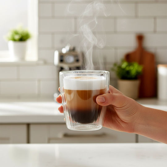 Excellent Houseware Κούπα Γυάλινη Διάφανη 250ml 2τμχ