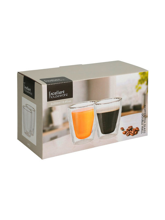 Excellent Houseware Glass Transparent Mug 250ml 2 Pieces