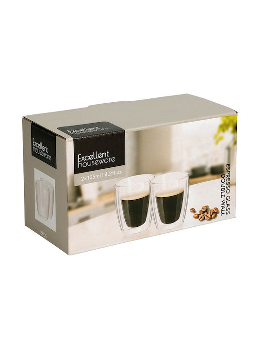 Excellent Houseware Glass Transparent Mug 125ml 2 Pieces