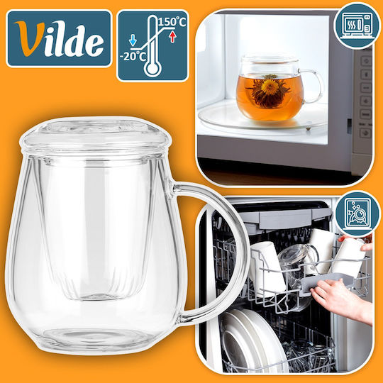 Orion Mug Glass with Lid Transparent 530ml