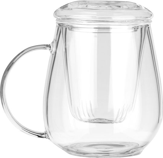Orion Mug Glass with Lid Transparent 530ml