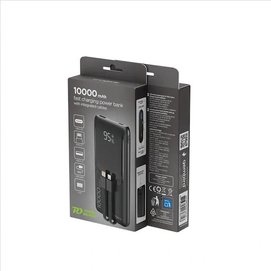 Energenie Външна Батерия 10000mAh 20W с USB-A Изходен Порт и USB-C Изходен Порт Power Delivery / Бързо Зареждане Черна