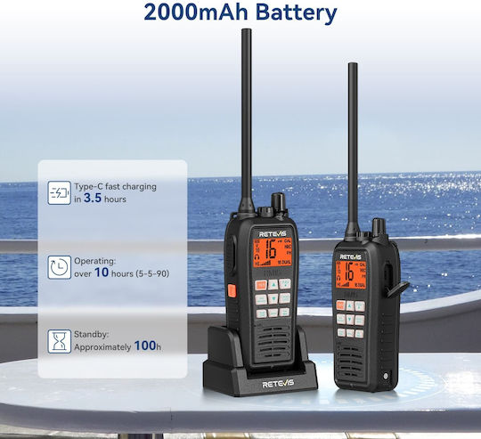 Retevis RM15 Stație Radio Emisie-Recepție Fără Fir VHF Marine 5W în Culoare Roșie