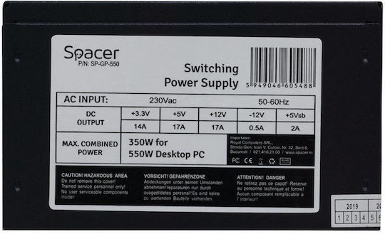 Spacer GP-550 350W Negru Sursă de Alimentare Calculator Complet cu fir