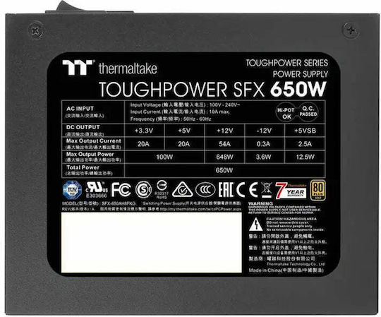 Thermaltake ToughPower SFX 650W Μαύρο Τροφοδοτικό Υπολογιστή Full Modular 80 Plus Gold