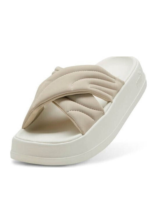 Δερμάτινα Γυναικεία Σανδάλια Sporty Flatforms Μπεζ