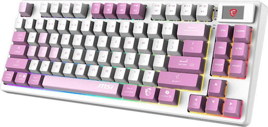 MSI Forge Gk600 Ασύρματο Gaming Μηχανικό Πληκτρολόγιο Tenkeyless με RGB φωτισμό (Αγγλικό US) Ροζ