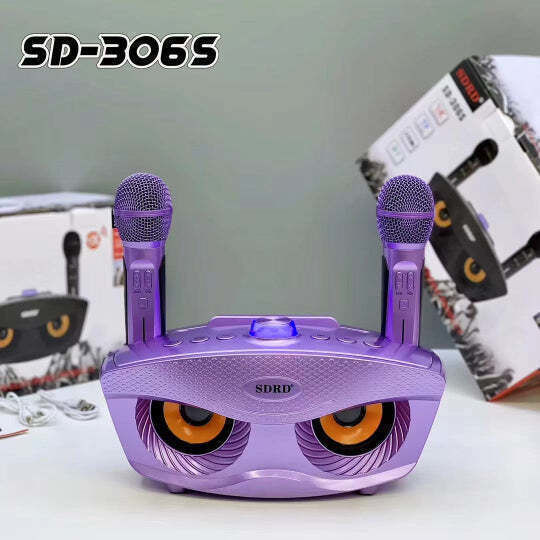 Ηχείο Karaoke με Ασύρματα Μικρόφωνα SD-306S Μωβ