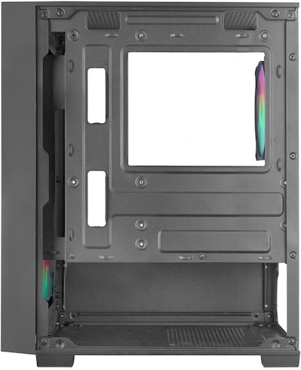 Mars Gaming MCVORTEX Геймърско Мини Кула Компютърна Кутия с Страничен Прозорец и RGB Осветление Черна
