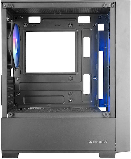 Mars Gaming MCVORTEX Геймърско Мини Кула Компютърна Кутия с Страничен Прозорец и RGB Осветление Черна