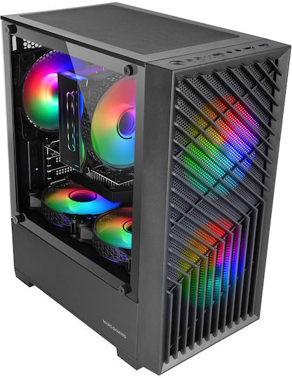 Mars Gaming MCVORTEX Геймърско Мини Кула Компютърна Кутия с Страничен Прозорец и RGB Осветление Черна