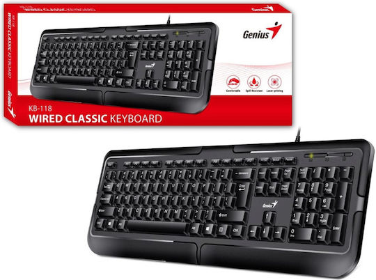 Genius Waterproof KB-118 Само клавиатура Английски US Черен