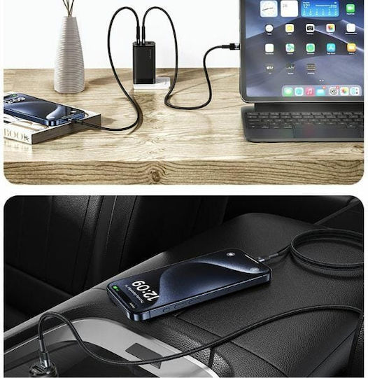 Usams Braided USB 2.0 Cable USB-C male - USB-C 60W PD Μαύρο 1.2m SJ724ZJ01 30τμχ