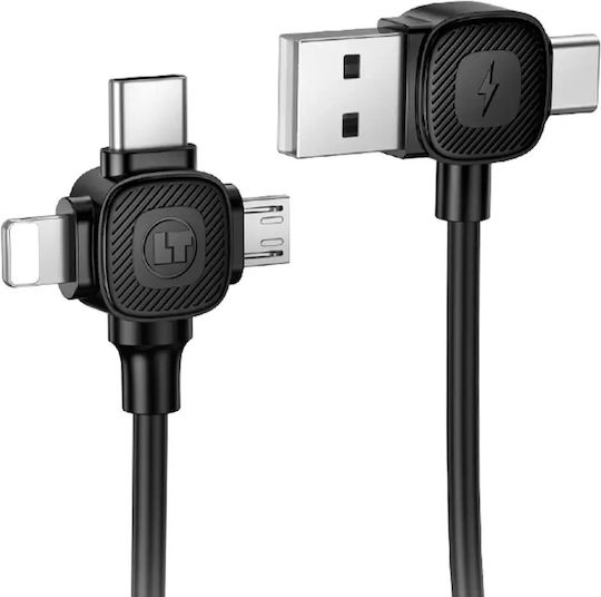 Lamtech 6-in-1 Charging Cable Type-c/usb To Type-c/lightning-micro-usb 3a 1.5m Black Lam981104