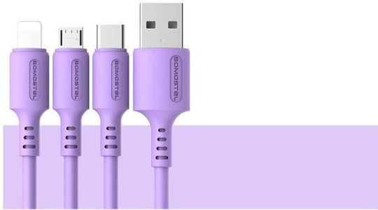 Somostel Regulär USB zu Blitzschlag / Typ-C,TC-TC / Micro-USB Kabel 3A Lila 1.2m (SMS-BP06 micro Fiolet)
