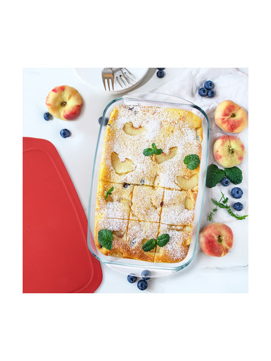 Orion Vas Rectangular Rezistent La Căldură Din Sticlă Cu Capac 39x24x7cm