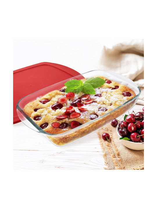 Orion Vas Rectangular Rezistent La Căldură Din Sticlă Cu Capac 39x24x7cm