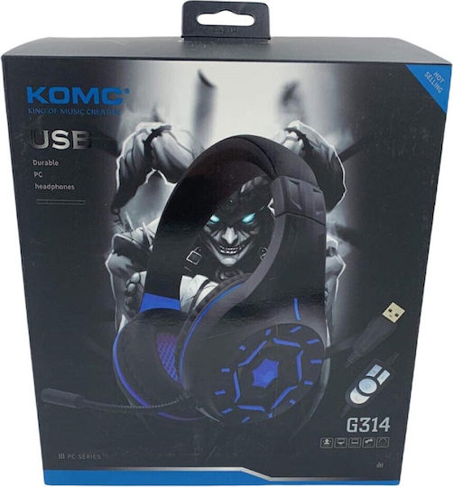 Komc G314 Over Ear Gaming Headset με σύνδεση USB Μπλε