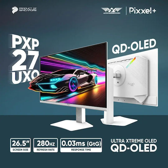 Armaggeddon PXP-27UXO-W QD-OLED Gaming Monitor 27" QHD 2560x1440 280Hz with Response Time 1ms GTG White