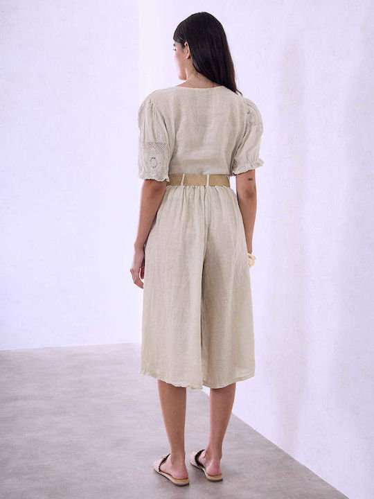 Celestino Γυναικεία Ψηλόμεση Ζιπ Κιλότ με Λάστιχο Loose Fit Celestino Γυναικεία Ψηλόμεση Ζιπ Κιλότ με Λάστιχο Loose Fit