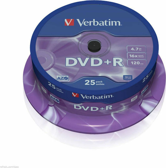Verbatim Записваеми DVD+R 16x 4.7ГБ Кутия за торта 25бр