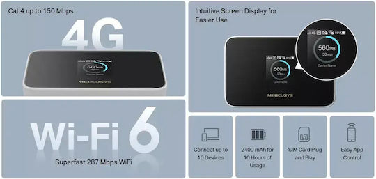 Mercusys MT115 v1 Drahtloser 4G Tragbarer Hotspot Wi‑Fi 4