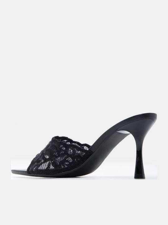 Mules With High Heel In Black Colour