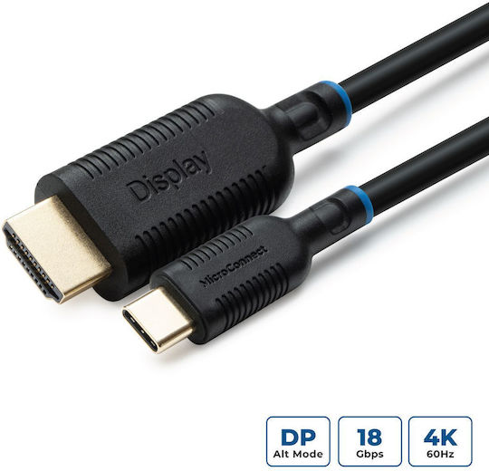 Microconnect Cable HDMI male - USB-C male 1m Μαύρο