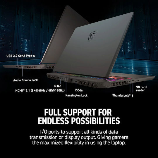 MSI Vector 16 HX AI A2XWHG 16" IPS QHD+ 240Hz (Ultra 7-255HX/32GB/1TB SSD/GeForce RTX 5070 Ti/W11 Home) Cosmo Gray (International English Keyboard)