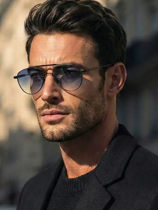Men's Sunglasses with Silver Metallic Frame