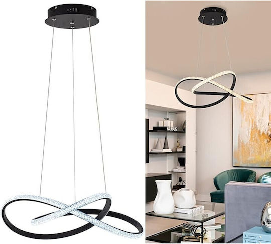 Jiju Lumini Suspendate Negru LED Cu Cristale