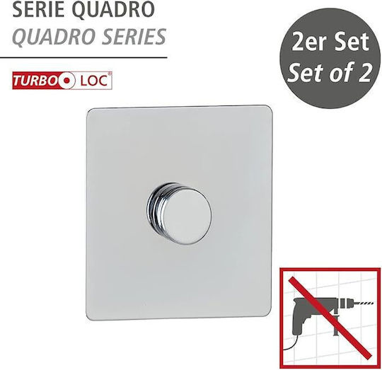Wenko Turbo-Loc Άγκιστρο Μπάνιου Διπλό με Βεντούζα ​6.5x6.5cm Inox Ασημί