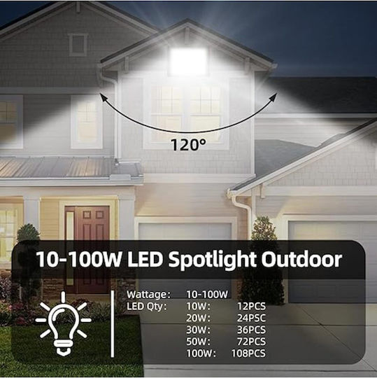 Jiju Proiector LED 30W Alb Rece 6500K cu Senzor de Mișcare
