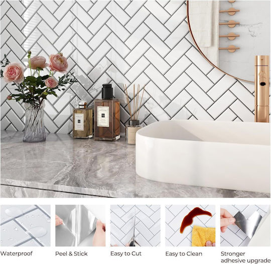 Self-adhesive 3d Wall Tiles Waterproof 5 Pieces 30x30 Cm White Self-adhesive 3d Wall Tiles Waterproof 5 Pieces 30x30 Cm White
