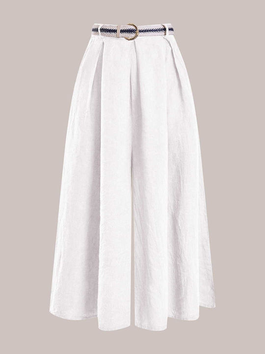 Celestino Women's Pantaloons Linen Wide Leg Loose Fit White