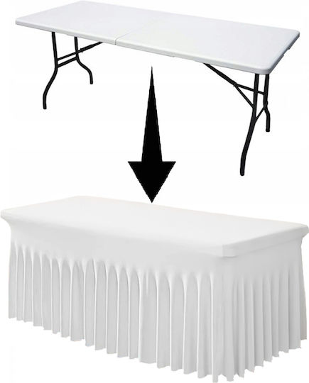 Abdeckhaube für Bankett Catering Tisch Weiß mit Rüsche 180x76 cm