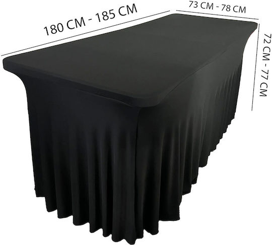 Cover Banquet Catering Table Black Skirting Ruffle 180x76 Cm