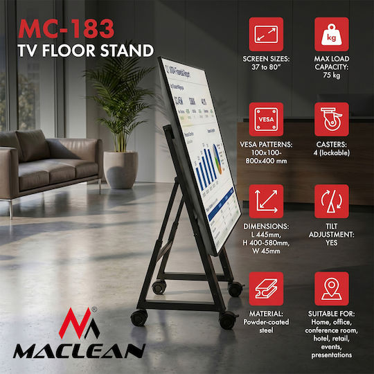Maclean Energy MC-183 Floor TV Mount up to 75kg