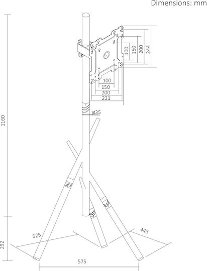 Maclean Energy MC-181 B Floor TV Mount up to 60kg Black