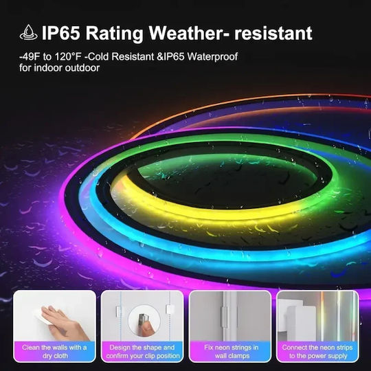 Waterproof TV LED Strip USB 5V 5m Neon Flex with Power Supply & Remote Control