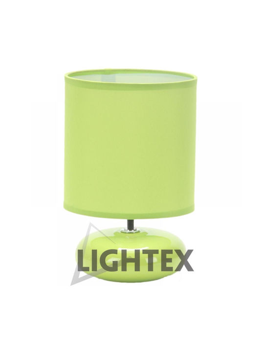 Lightex Керамичен Портатиф за Цокъл E14 със Зелен Абажур и Основа