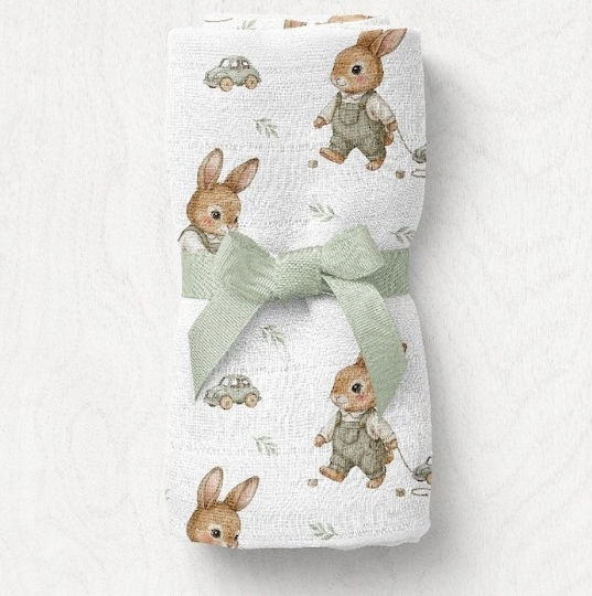 Bocioland Pătură Pepinieră Swaddling Bambus Albă 110x110cm