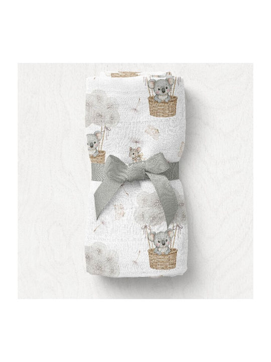 Bocioland Nursery Swaddling Bamboo White Blanket 110x110cm